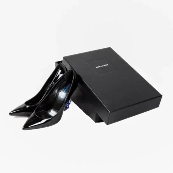 Saint Laurent Black Patent Opyum 110 Electric Blue Pumps - Picture 11 of 11